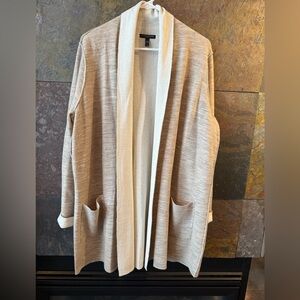 Eileen Fisher Woman 1X long open front cardigan; wool, cotton, cashmere,nylon